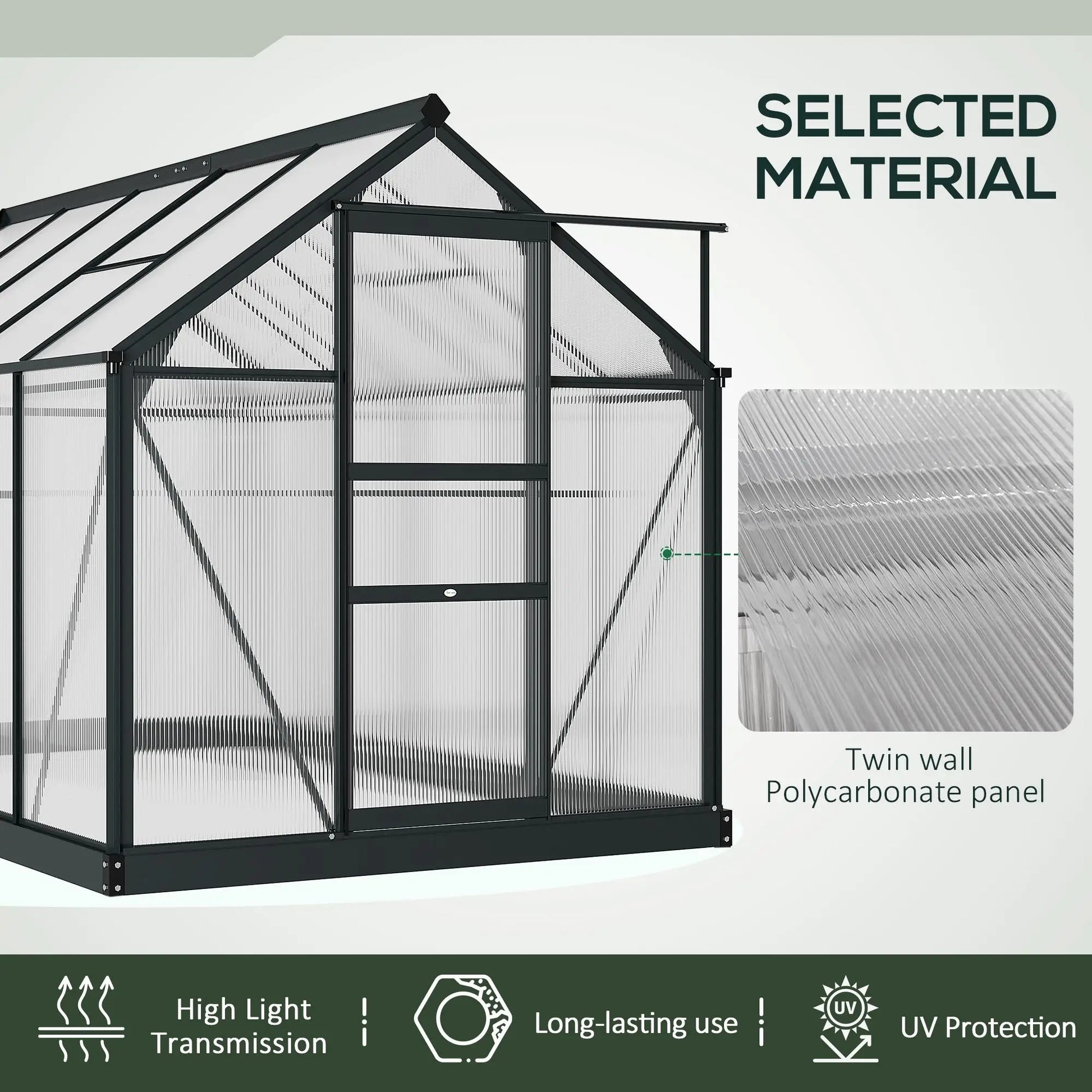 6' x 10' x 6.6' Polycarbonate Greenhouse, Walk-In Kit, Galvanized Frame, Grey Walk In Greenhouses at Gallery Canada