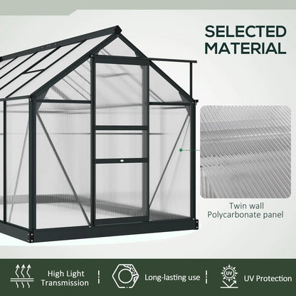 6' x 10' x 6.6' Polycarbonate Greenhouse, Walk-In Kit, Galvanized Frame, Grey Walk In Greenhouses at Gallery Canada