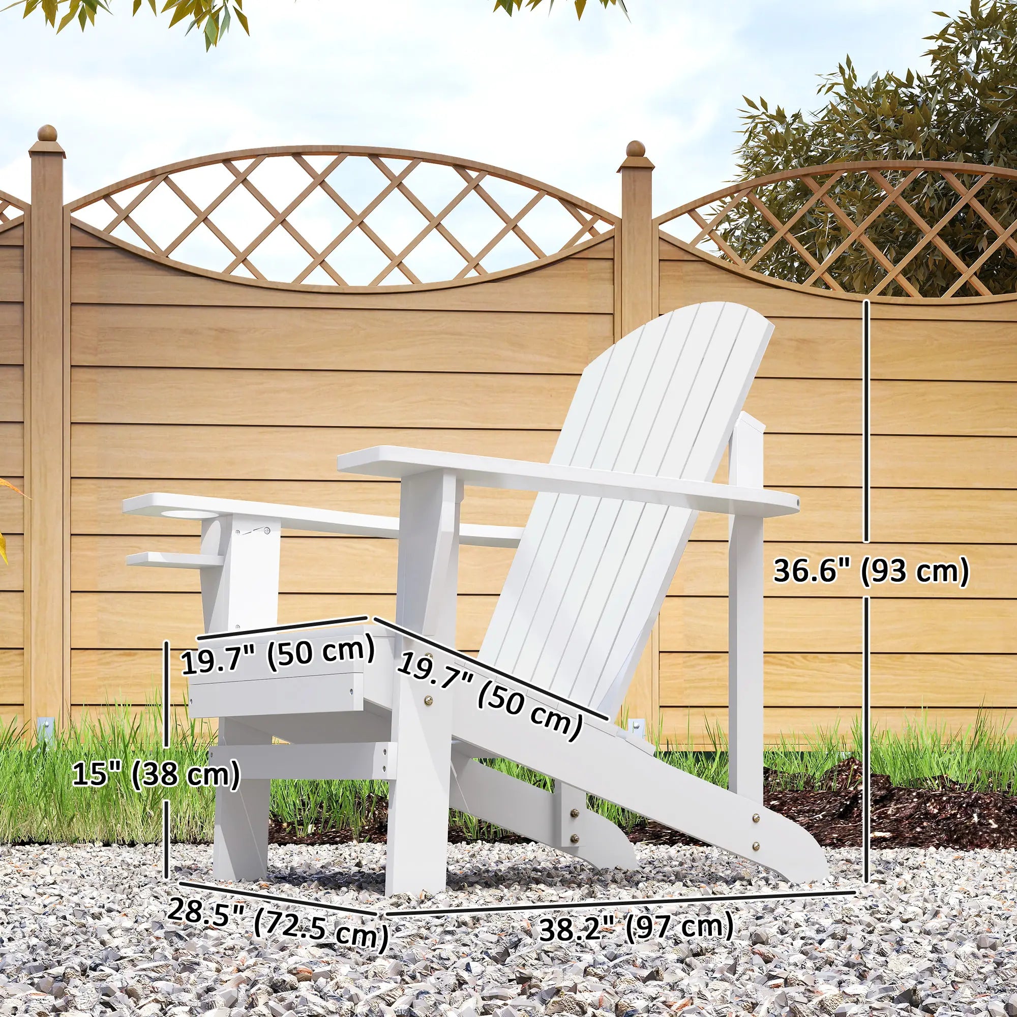 Classic Adirondack Chair, Garden Deck Chair with Cup Holder, White Patio Chairs at Gallery Canada