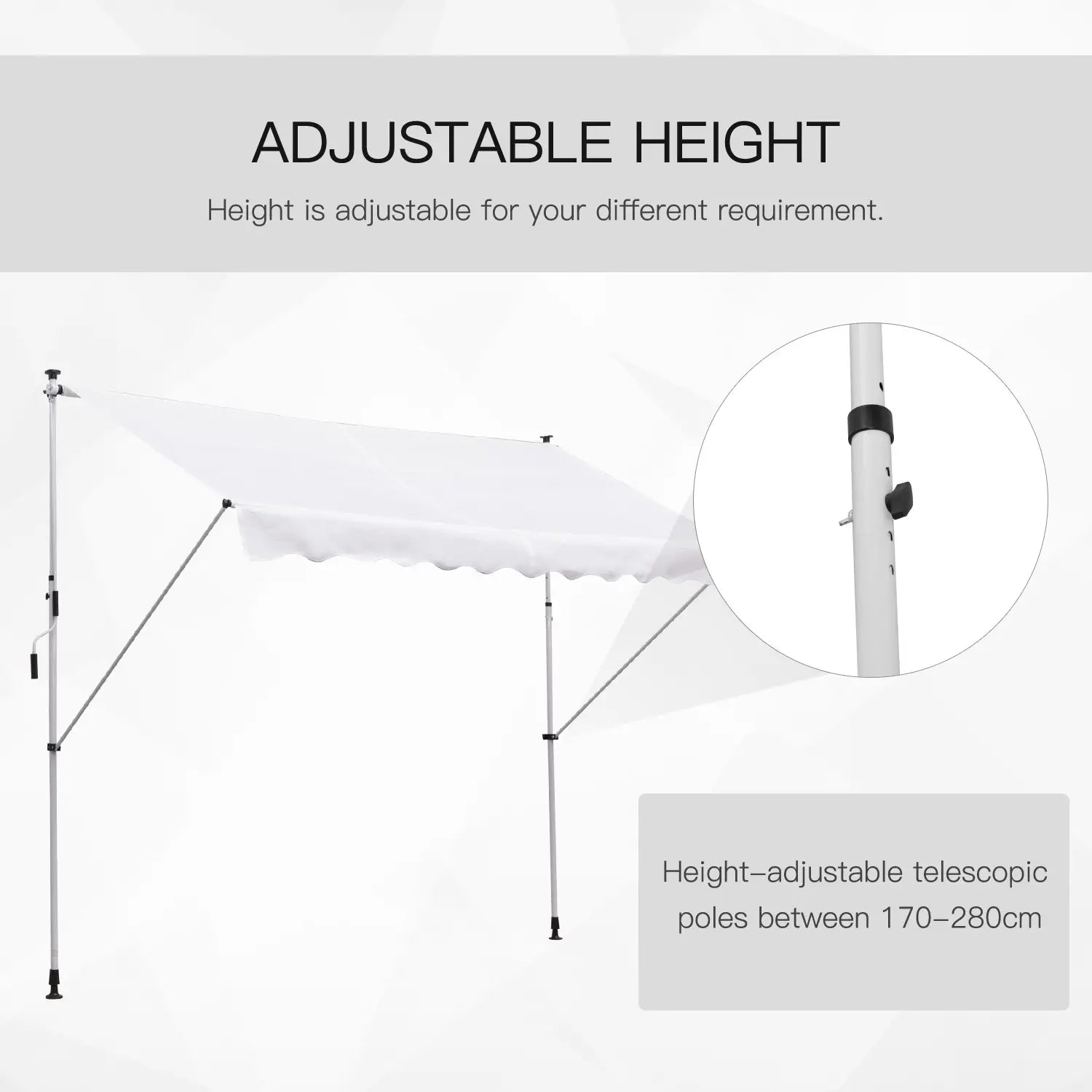 10x5ft Manual Retractable Awning, Patio Sun Shade, Water Resistant, White Window Awnings at Gallery Canada