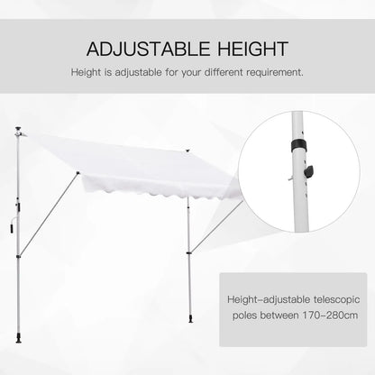 10x5ft Manual Retractable Awning, Patio Sun Shade, Water Resistant, White Window Awnings at Gallery Canada