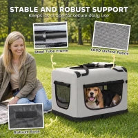 Soft-Sided Pet Carrier Bag, Portable Travel, Light Grey