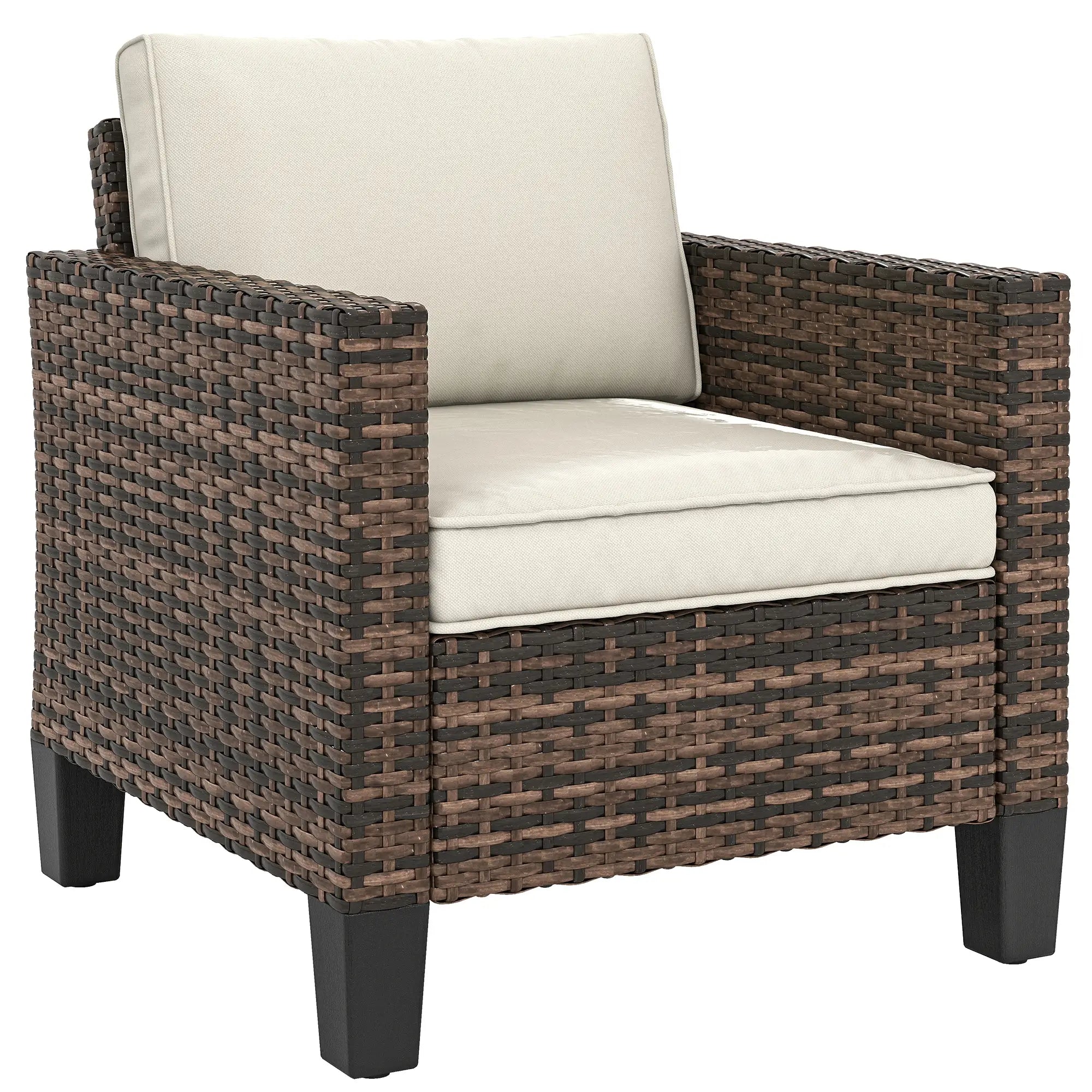 Single Wicker Patio Chair With Armrests, Cushions, Cream White Patio Chairs at Gallery Canada
