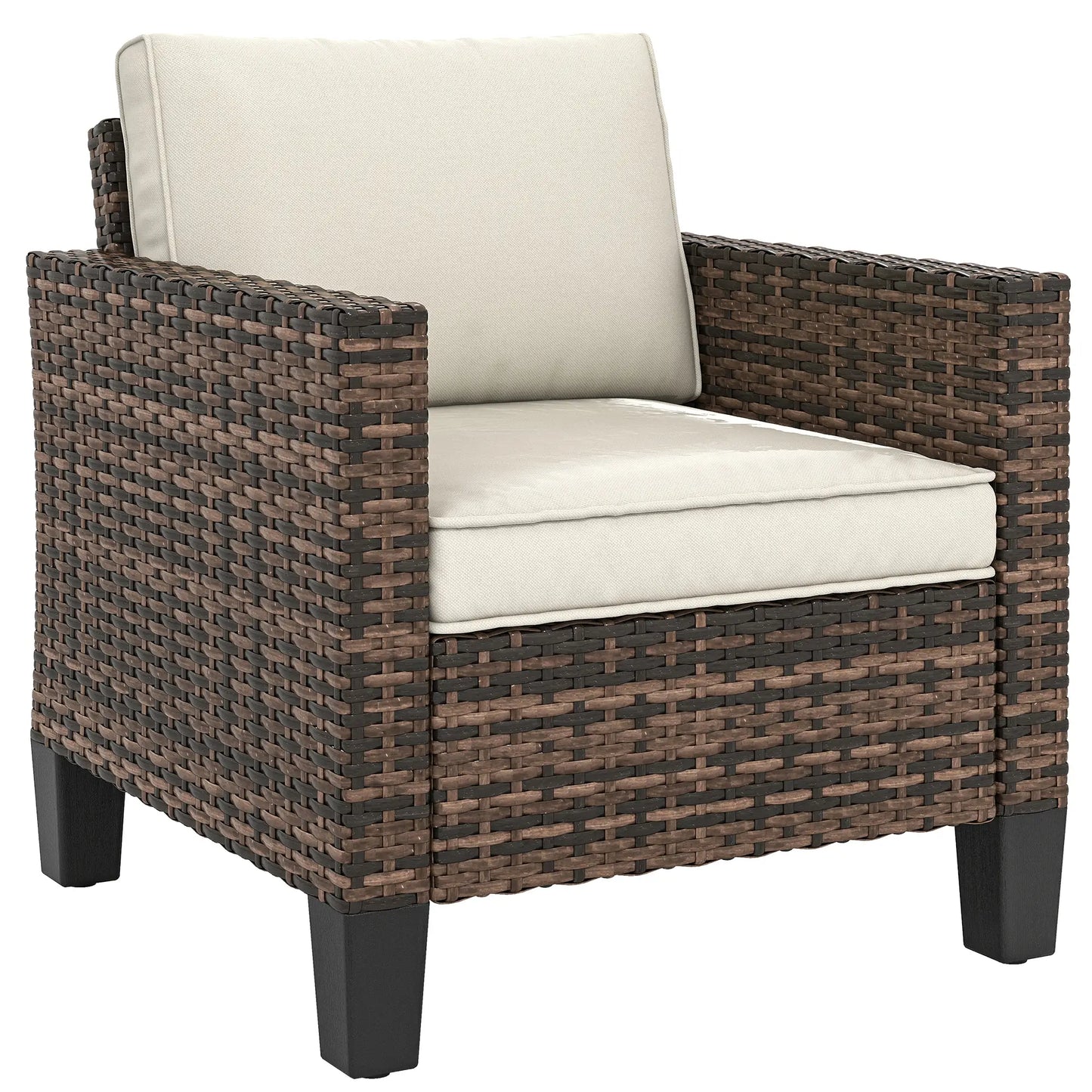 Single Wicker Patio Chair With Armrests, Cushions, Cream White Patio Chairs at Gallery Canada
