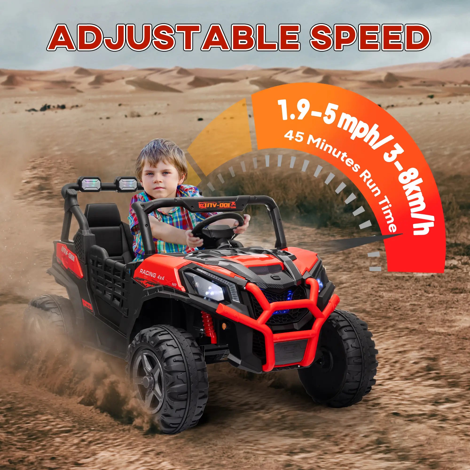 2 Seater 24V Electric Car for Kids, Remote Control, 3 Speed, LED Lights, Red Electric Toy Cars at Gallery Canada