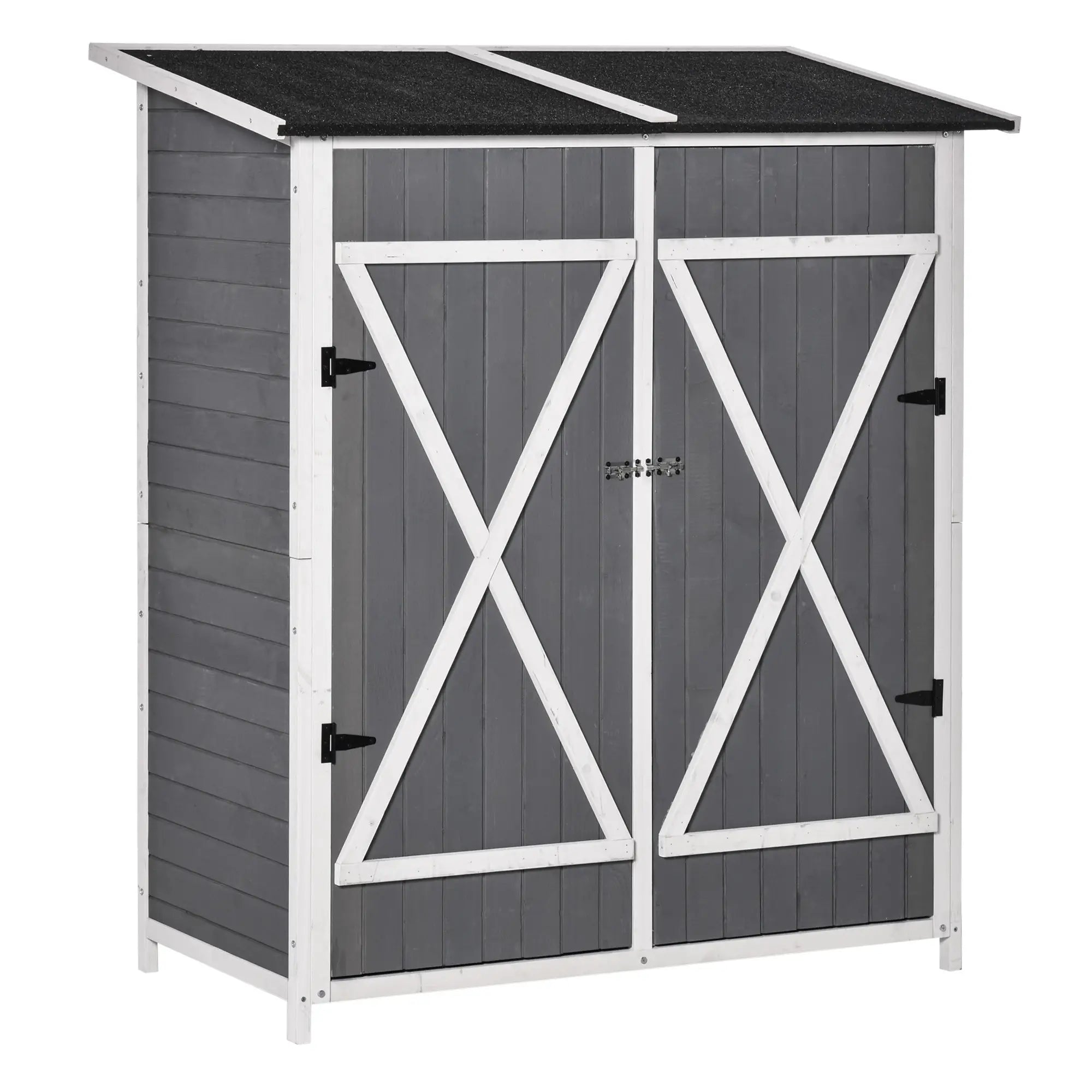 54.75''x29.5''x63'' Garden Storage Shed, Asphalt Roof, Wooden, Double Door Sheds Grey at Gallery Canada