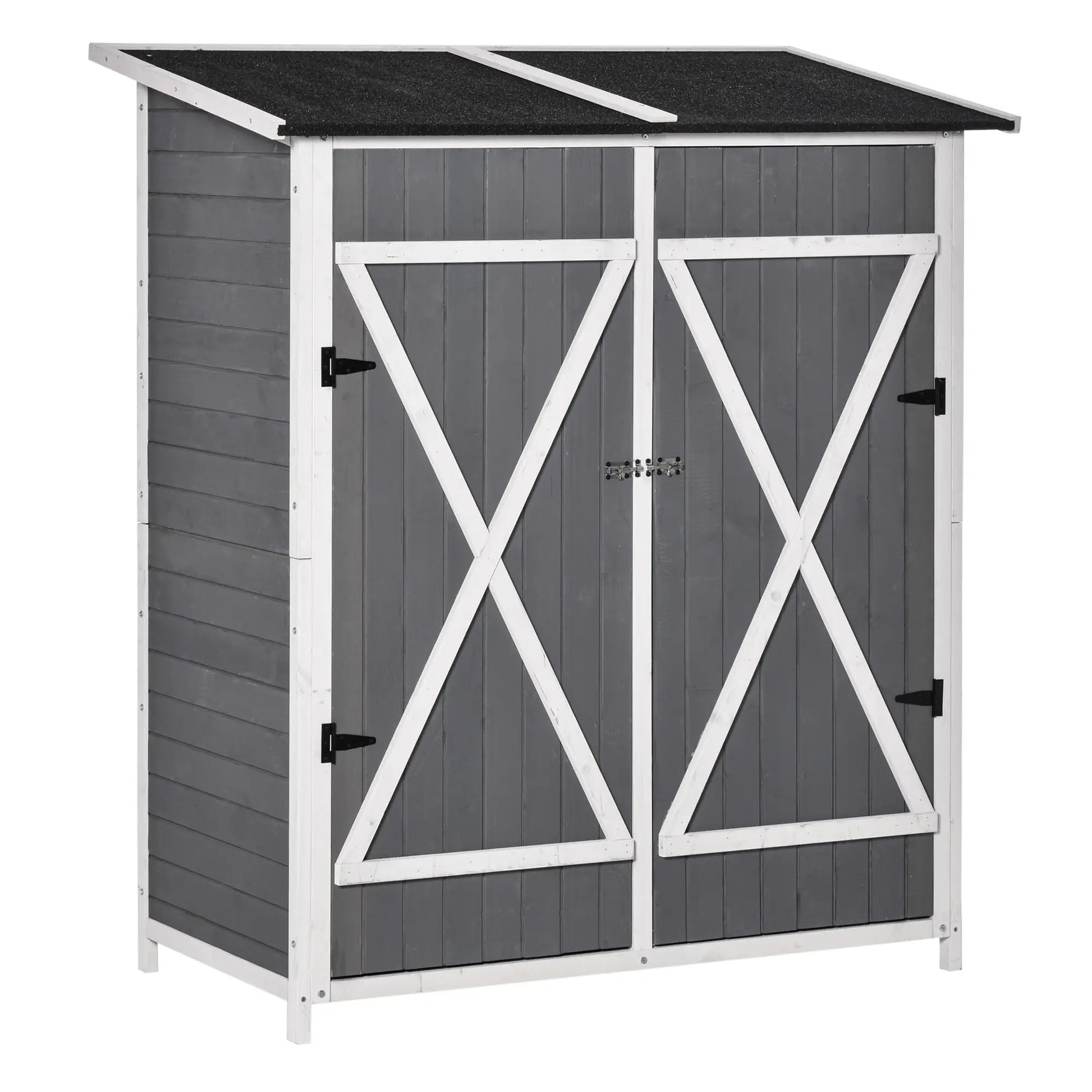 54.75''x29.5''x63'' Garden Storage Shed, Asphalt Roof, Wooden, Double Door Sheds Grey at Gallery Canada