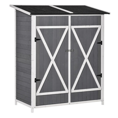 54.75''x29.5''x63'' Garden Storage Shed, Asphalt Roof, Wooden, Double Door Sheds Grey at Gallery Canada