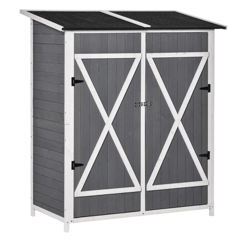 54.75''x29.5''x63'' Garden Storage Shed, Asphalt Roof, Wooden, Double Door