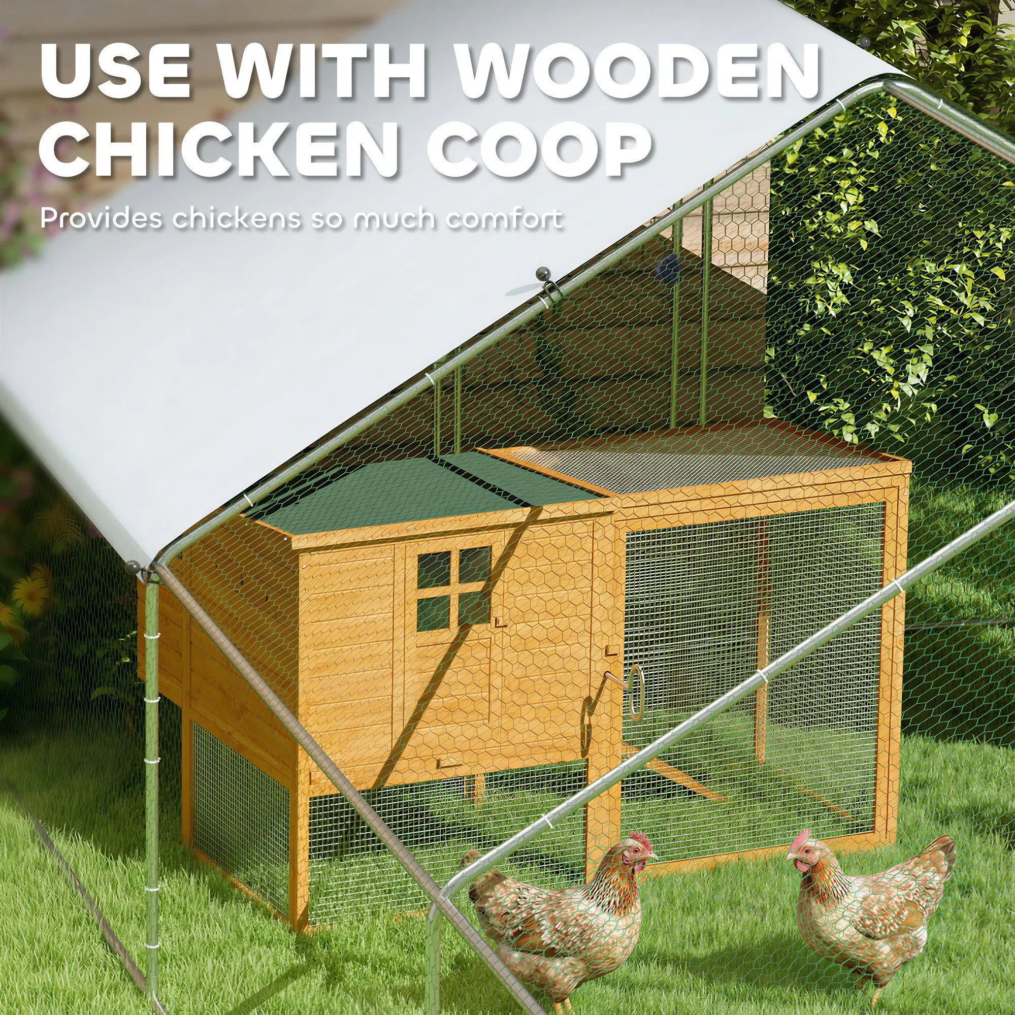 Metal Chicken Coop With Water And UV Protection Cover, 39.4' x 9.8' x 6.4' Chicken Coops at Gallery Canada