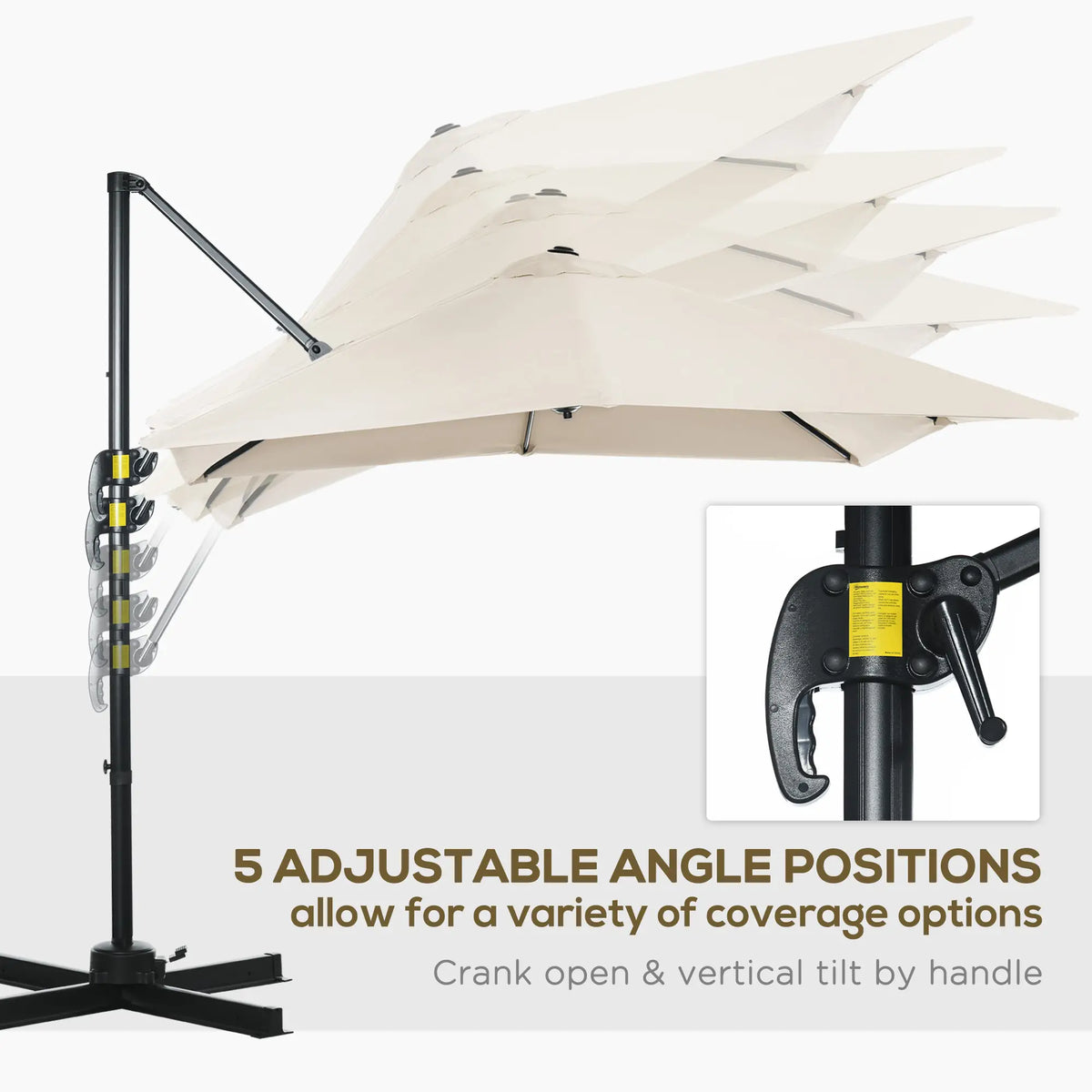 8' x 8' Square Patio Umbrella, 360° Rotation, Aluminum, White Cantilever Umbrellas at Gallery Canada
