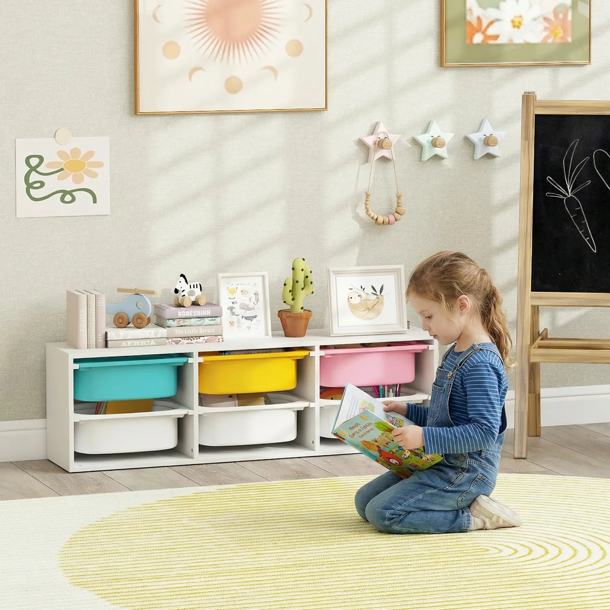 Kids Toy Storage Organizer with 6 Removable Plastic Bins Bookshelves & Bookcases at Gallery Canada