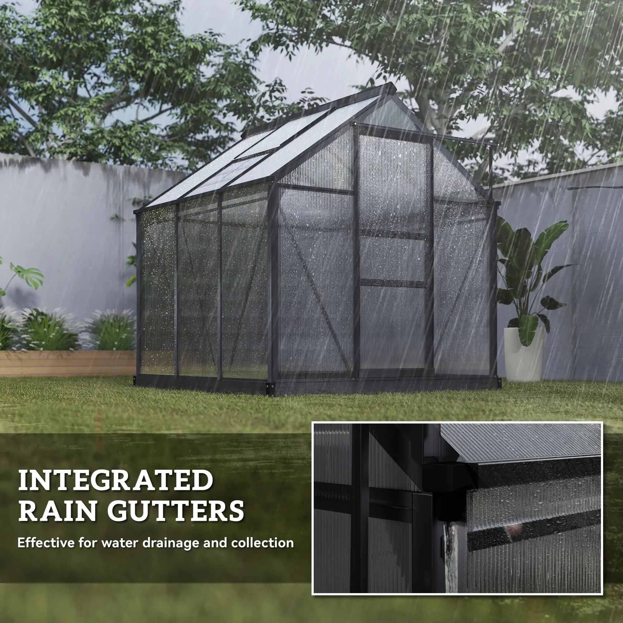 Greenhouse Kit, PC Board with Sliding Door, 6.2' x 6.3' x 6.6', Grey Walk In Greenhouses at Gallery Canada