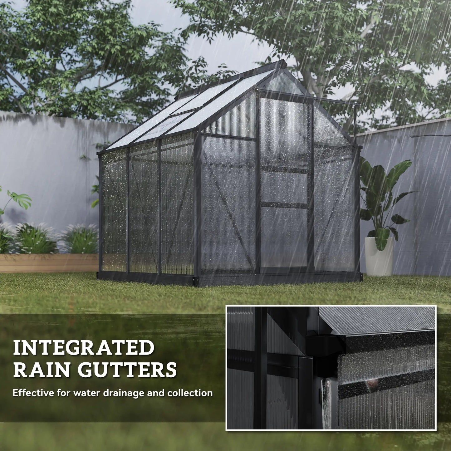 Greenhouse Kit, PC Board with Sliding Door, 6.2' x 6.3' x 6.6', Grey Walk In Greenhouses at Gallery Canada