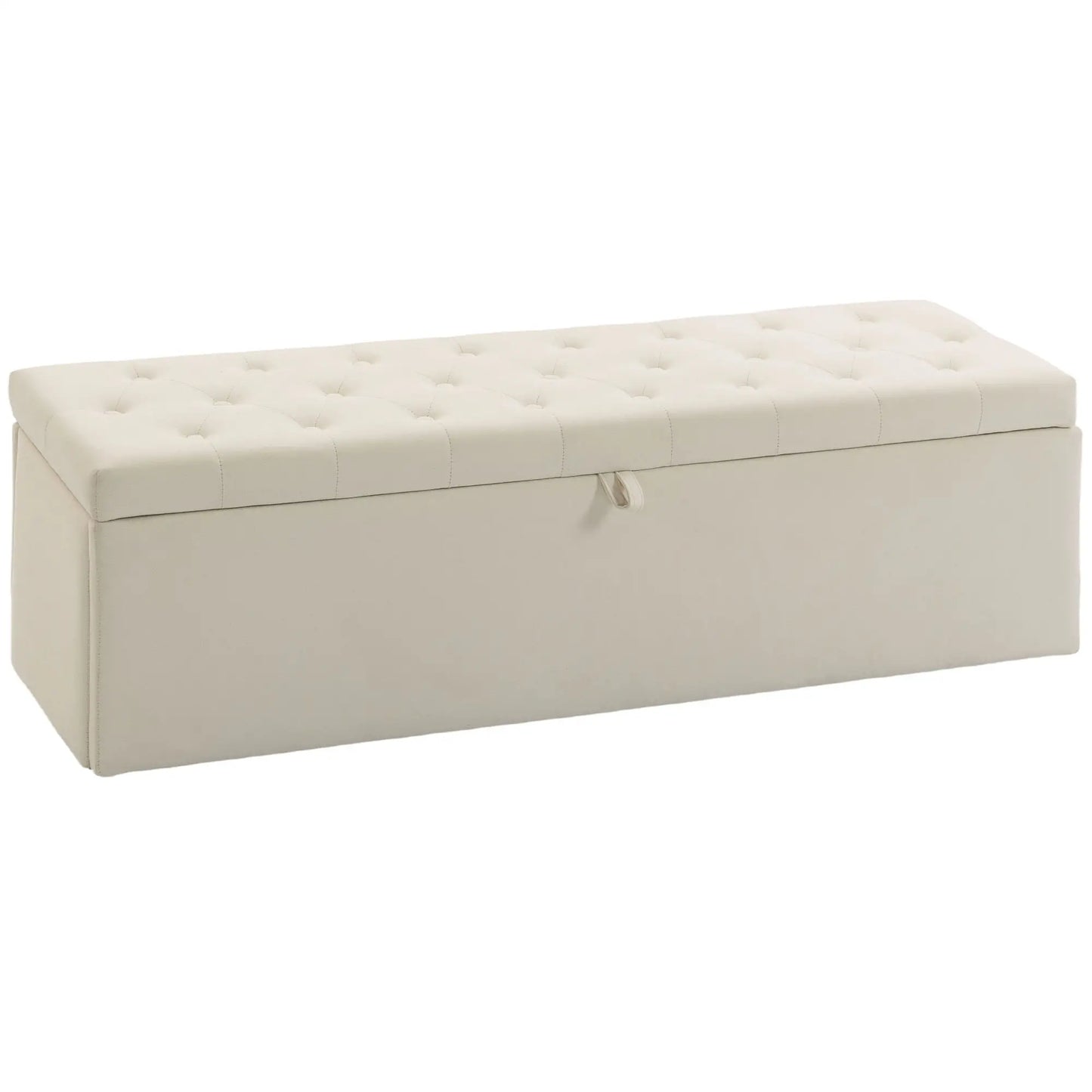 Upholstered Velvet Storage Ottoman Bench, Button Tufted, Beige Storage Ottomans & Benches at Gallery Canada