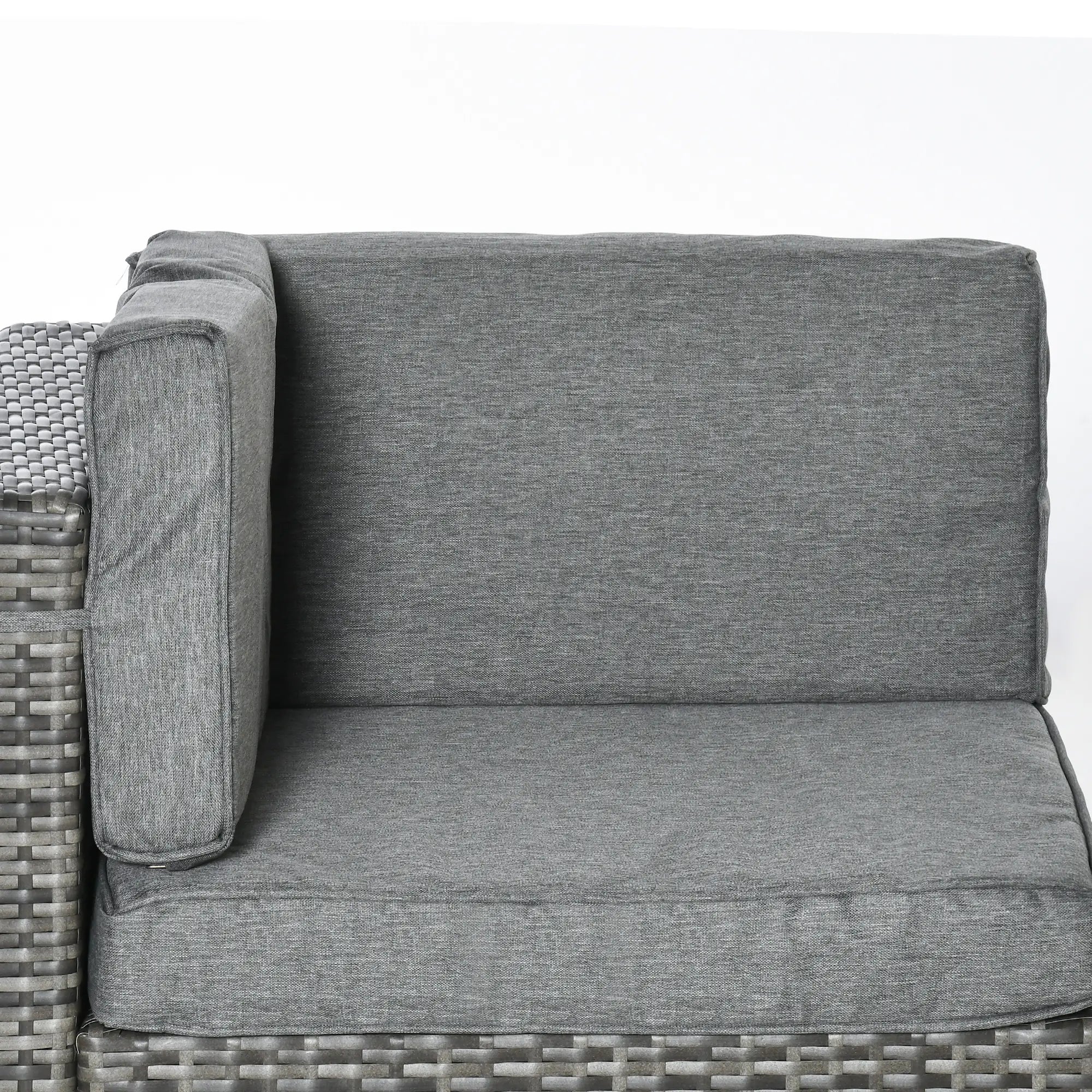 7pc Garden Wicker Sectional Set w/ Tea Table Patio Rattan Lounge Sofa Outdoor Deck Furniture Light Grey Patio Furniture Sets at Gallery Canada