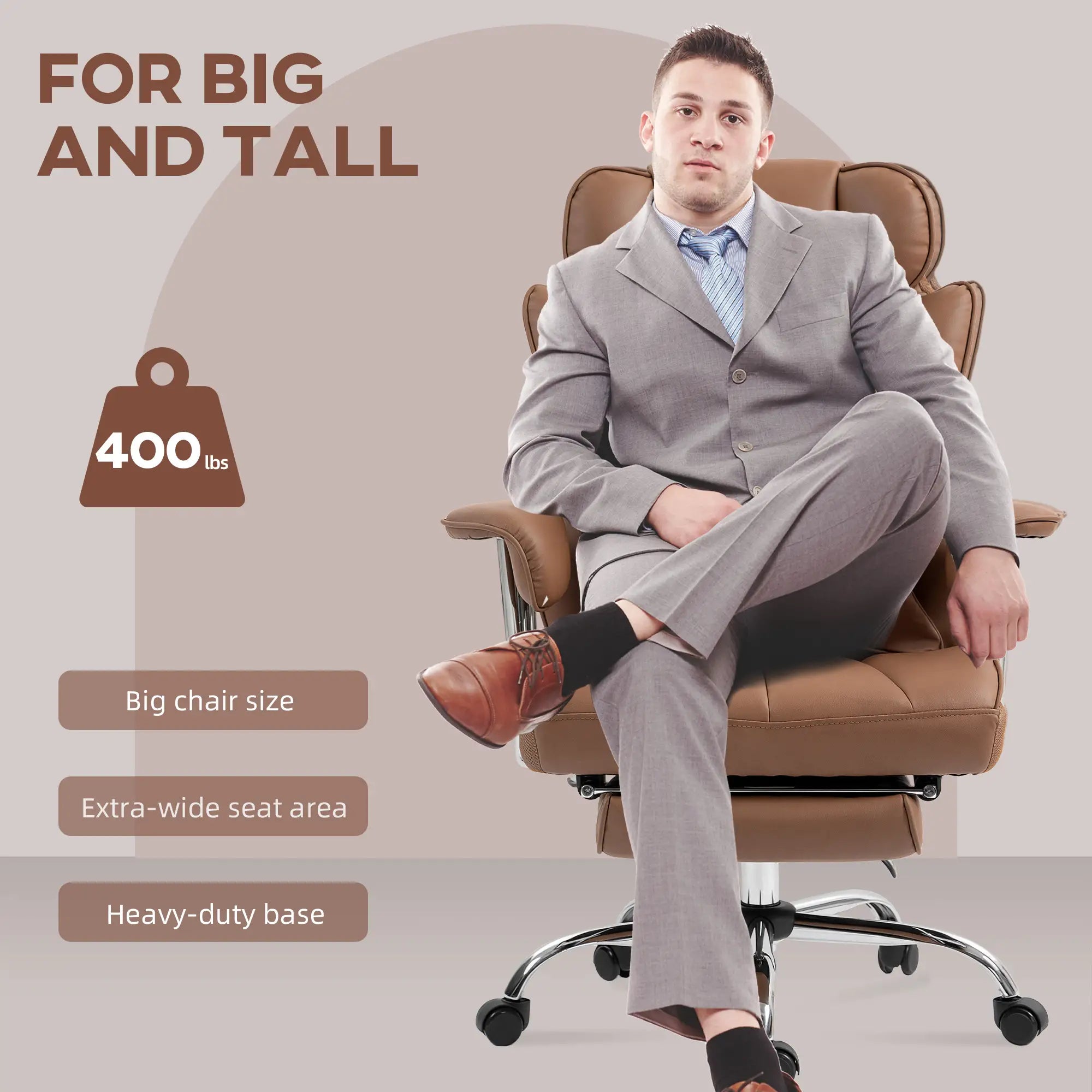 400LBS Massage Office Chair, 6-Point Vibration, Footrest, Lumbar Support, Brown Massage Chairs at Gallery Canada