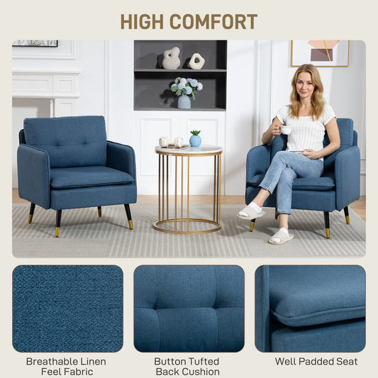 Accent Chairs Set of 2, Upholstered Armchairs with Tufted Back Cushion Accent Chairs at Gallery Canada