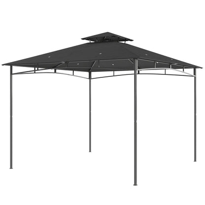 10' x 10' Gazebo, Metal Frame, 2-Tier Roof, Dark Grey Gazebos Dark Grey at Gallery Canada