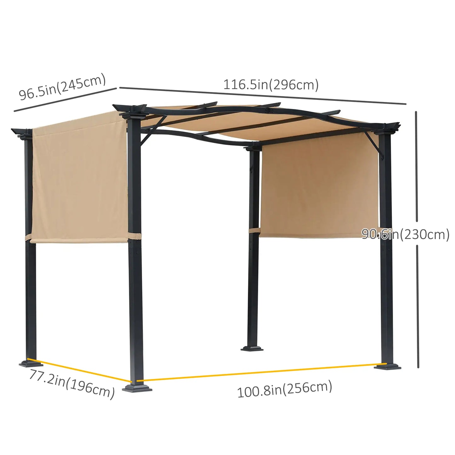 10' x 8' Outdoor Pergola, Adjustable Canopy, Sun Shade, Khaki Pergolas at Gallery Canada