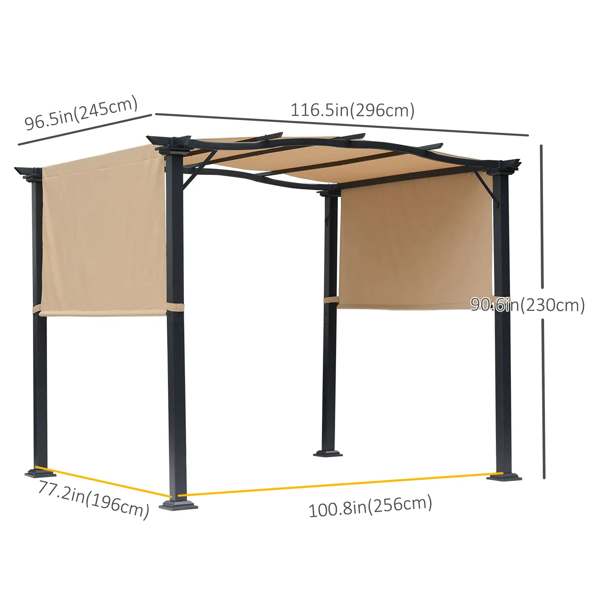 10' x 8' Outdoor Pergola, Adjustable Canopy, Sun Shade, Khaki Pergolas at Gallery Canada