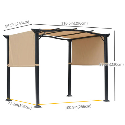 10' x 8' Outdoor Pergola, Adjustable Canopy, Sun Shade, Khaki Pergolas at Gallery Canada