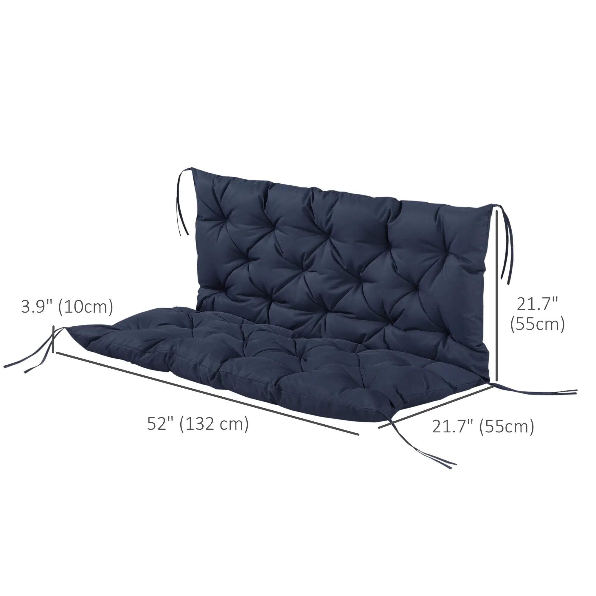 2 Seater Garden Bench Cushion, Thick Outdoor Non-Slip, 52