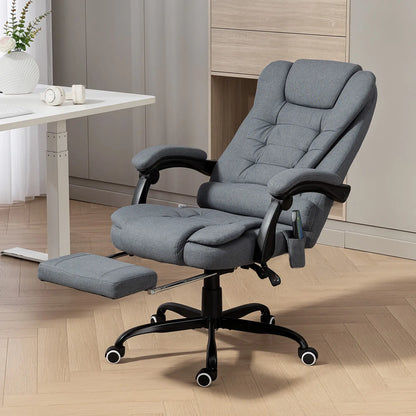 7-Point Vibrating Massage Chair, Reclining Office Chair with Footrest, Grey Massage Chairs at Gallery Canada