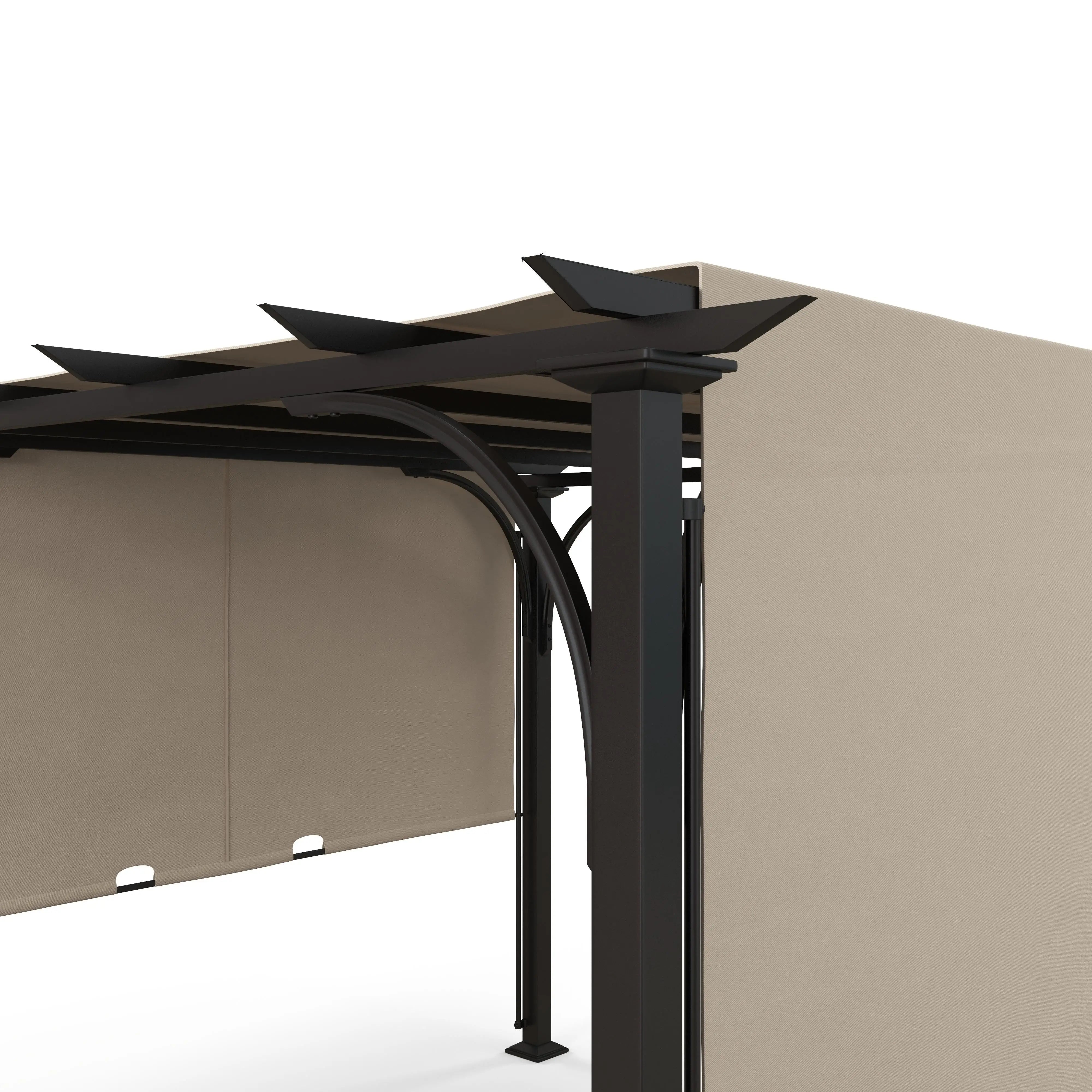 10x10 Outdoor Pergola Patio Canopy, Steel Frame, Beige Pergolas at Gallery Canada