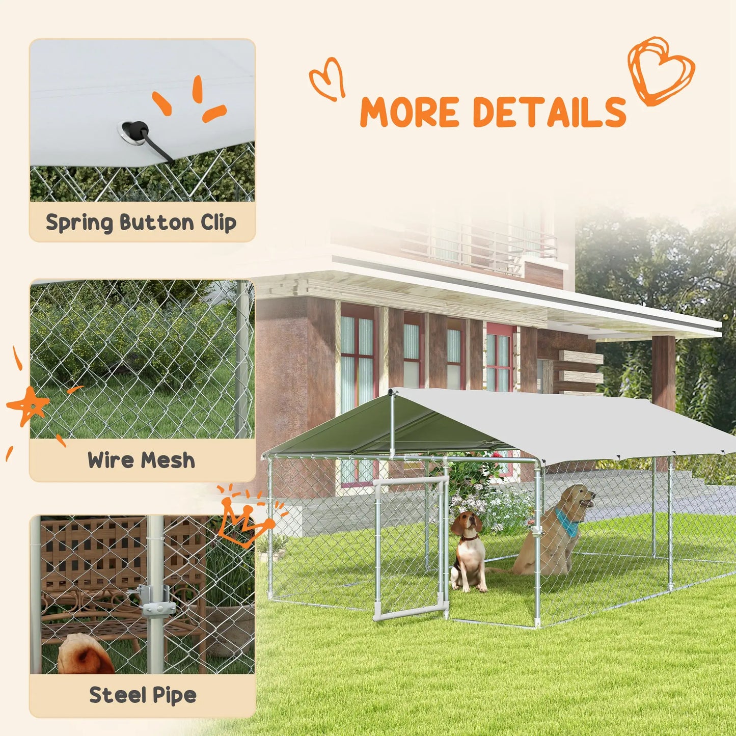 Outdoor Dog Kennel, 13.1' x 7.5' x 4.9', Waterproof UV Resistant Cover, Silver Houses, Kennels & Pens at Gallery Canada