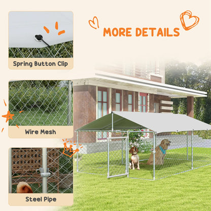 Outdoor Dog Kennel, 13.1' x 7.5' x 4.9', Waterproof UV Resistant Cover, Silver Houses, Kennels & Pens at Gallery Canada