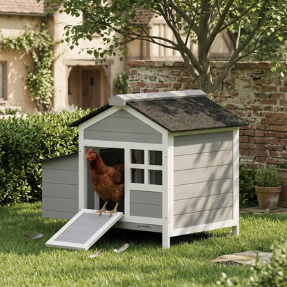 Wooden Chicken Coop With Nesting Box, Pull-Out Metal Tray, 36" x 25" x 27" Chicken Coops at Gallery Canada