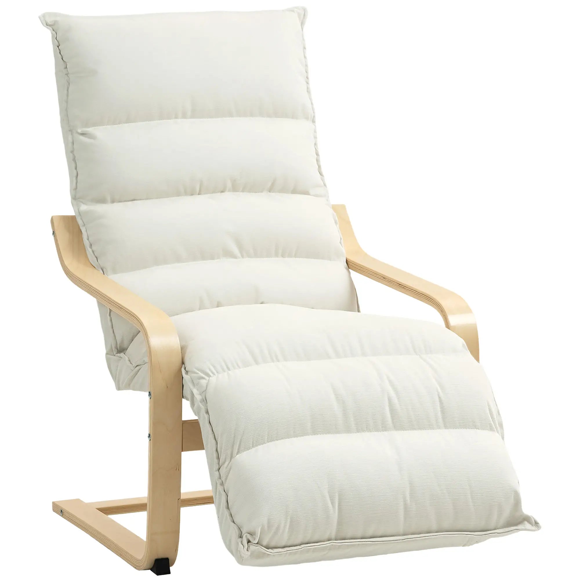 Accent Chair, Velvet Upholstered Living Room Chair with Footrest, Wood Frame, Cream White Accent Chairs at Gallery Canada