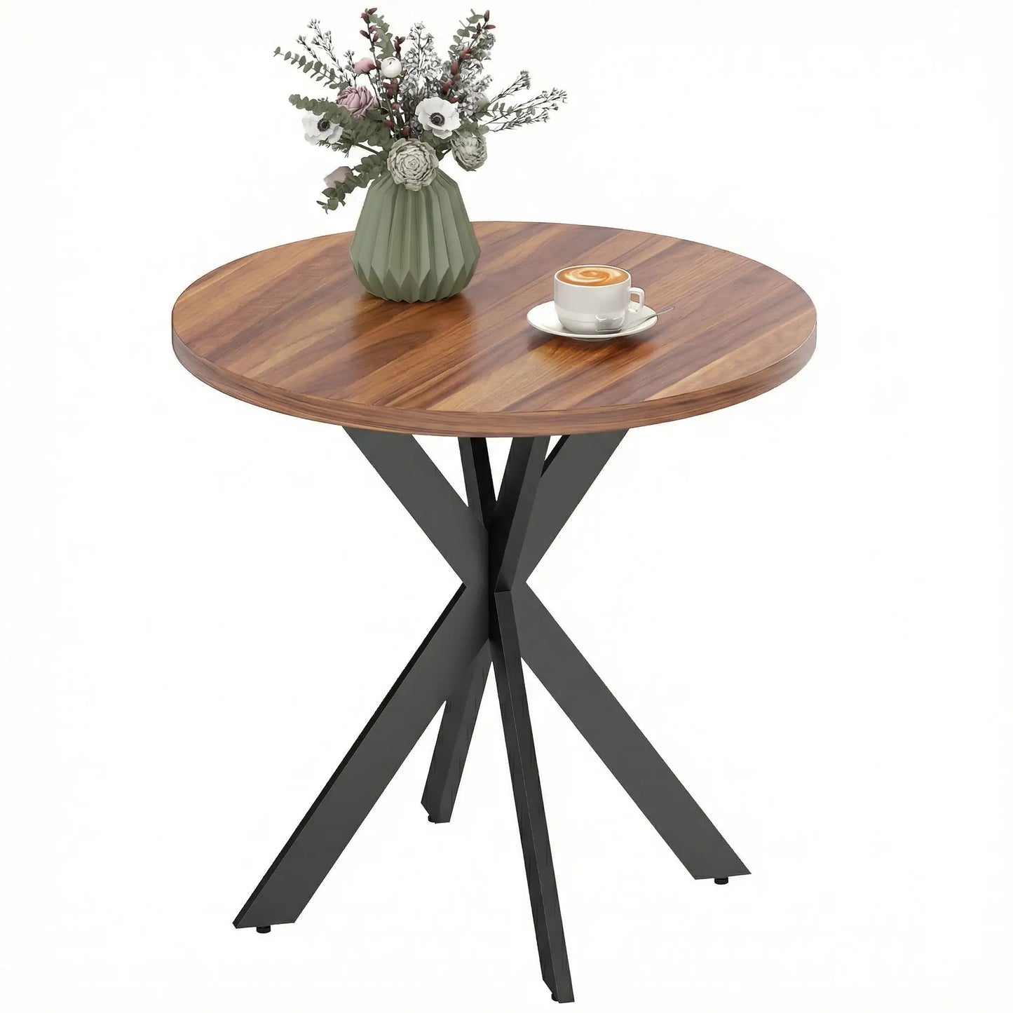 29" Round Dining Table, Walnut Finish, Steel Legs Dining Tables at Gallery Canada