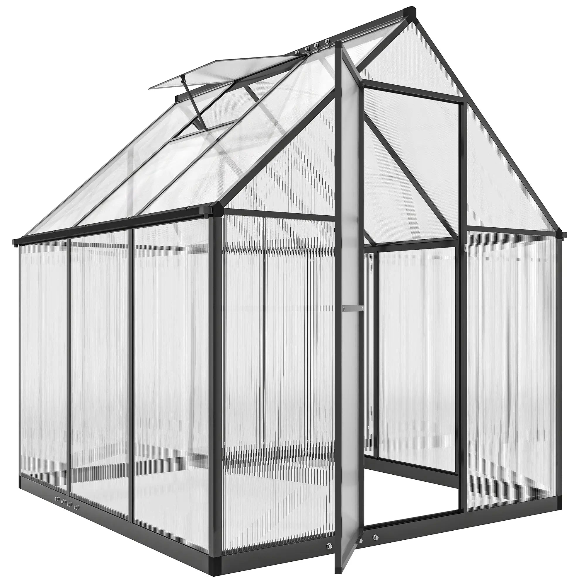 Polycarbonate Greenhouse, Swing Door, Adjustable Window, 6 x 6.5ft, Black Walk In Greenhouses at Gallery Canada