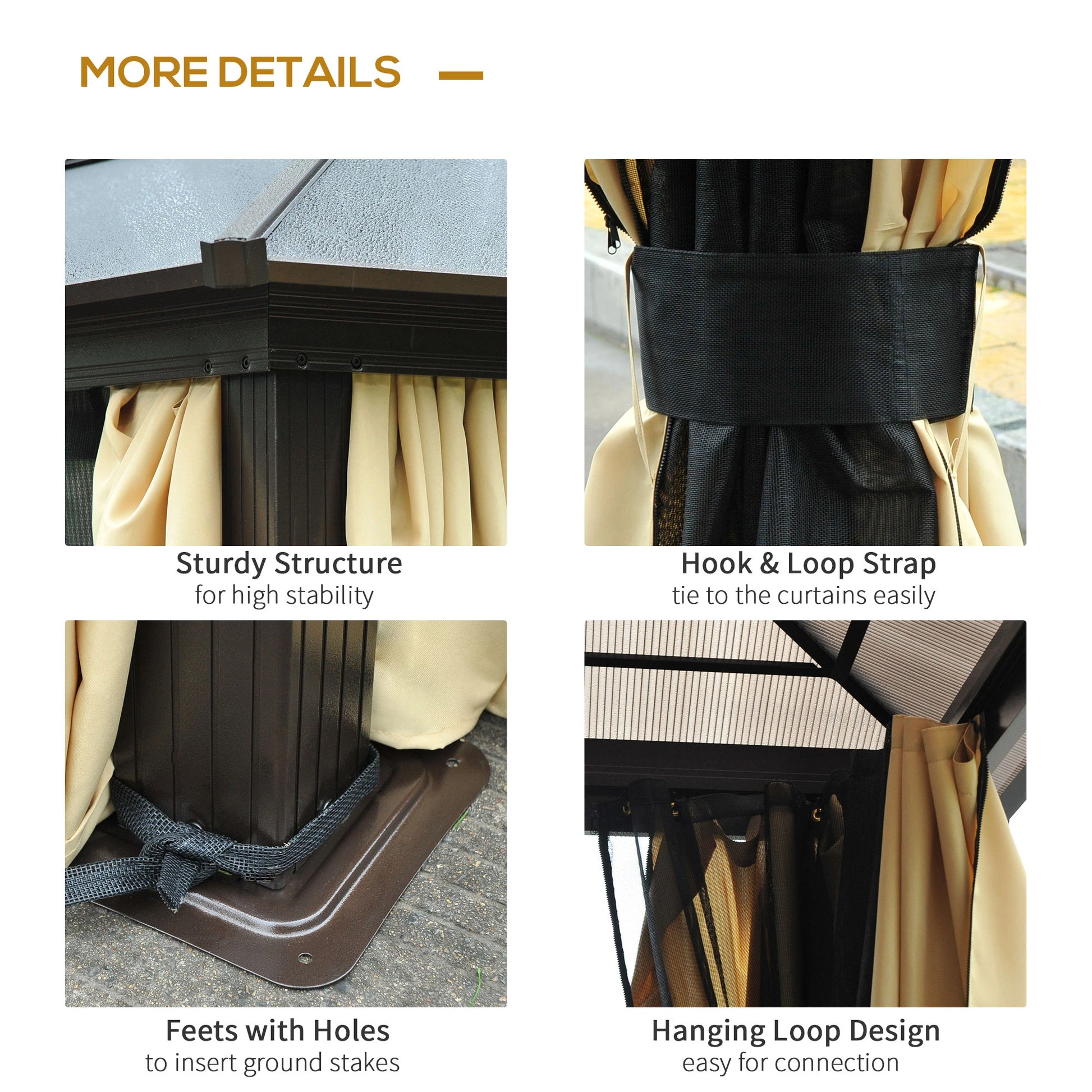 12' x 14' Hard Top Patio Gazebo, Aluminum Shelter, Curtains, Mosquito Netting Gazebos at Gallery Canada