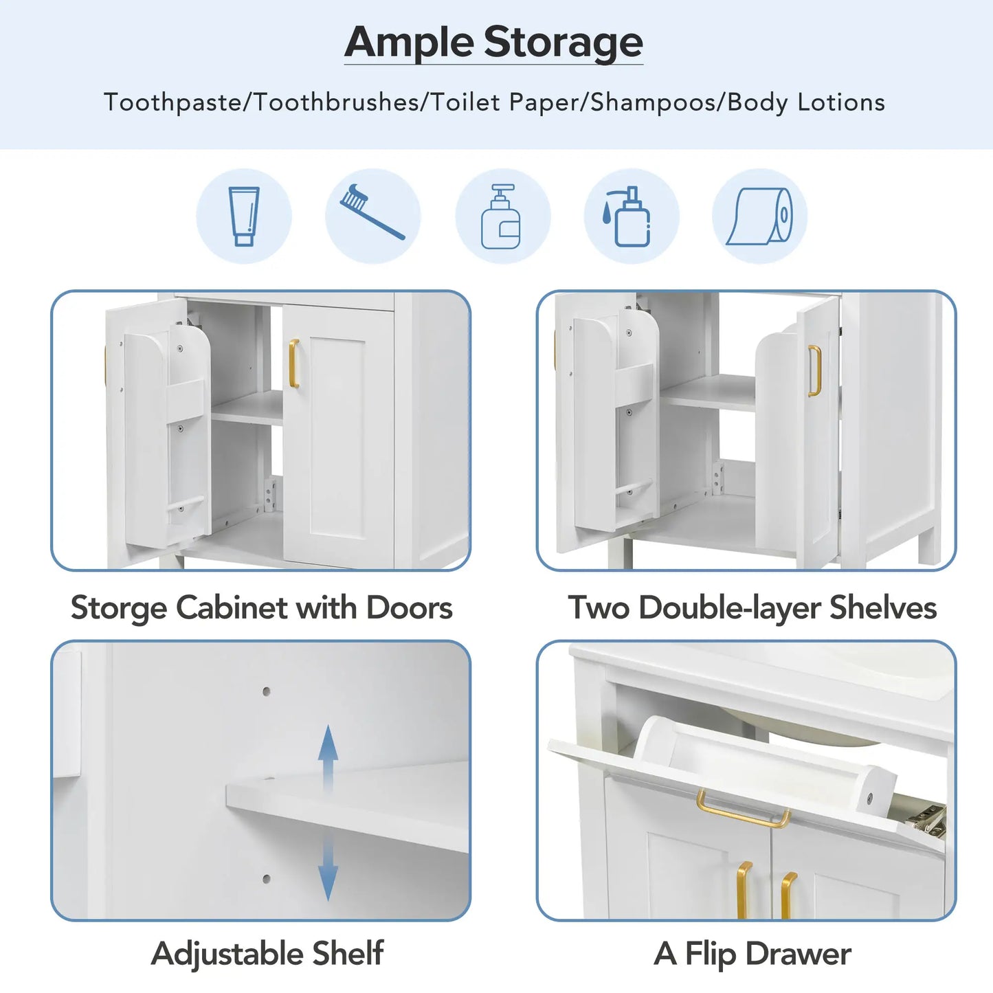 Bathroom Vanity Combo, Ceramic Sink, Storage Cabinet, 24" L x 18.5" W x 34" H, White Sink Cabinets at Gallery Canada