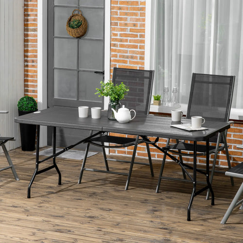 Foldable Outdoor Dining Table for 6, Rectangular, Dark Grey