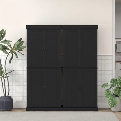 72.5" Freestanding Kitchen Pantry Cabinet with 4 Doors, Black Kitchen Pantry Cabinets at Gallery Canada