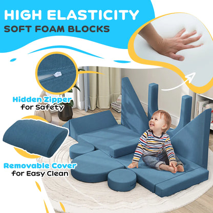 12-Piece Modular Kids Play Couch, Convertible Sofa, Blue Kids Chairs & Seating at Gallery Canada