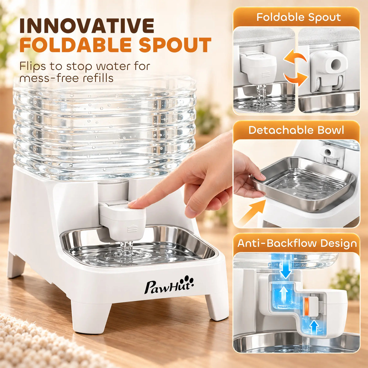 8L Gravity Dog Water Dispenser, Stainless Steel Bowl, BPA-Free Dog Bowls at Gallery Canada