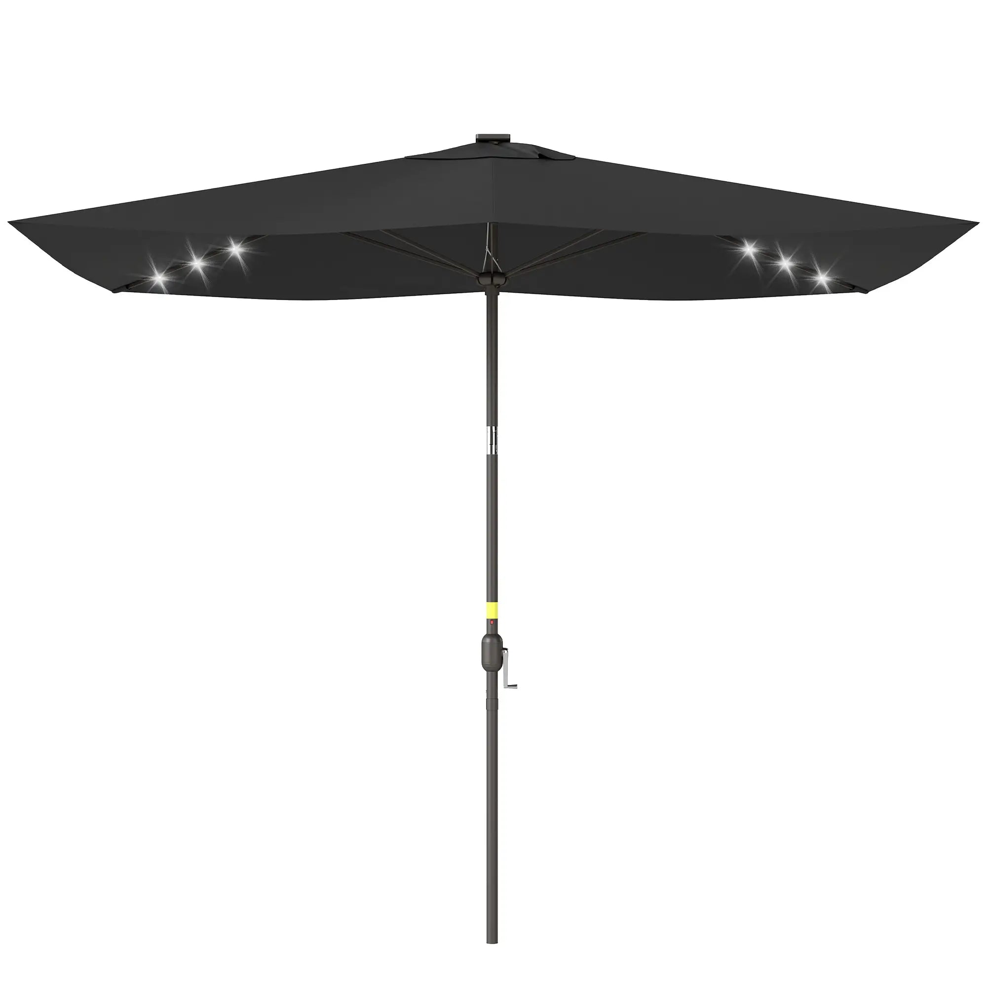 6.5x10ft Rectangle Tilt Patio Umbrella With LEDs, Black Sun Umbrellas Black (polyester fabric), Dark Brown (umbrella pole) at Gallery Canada