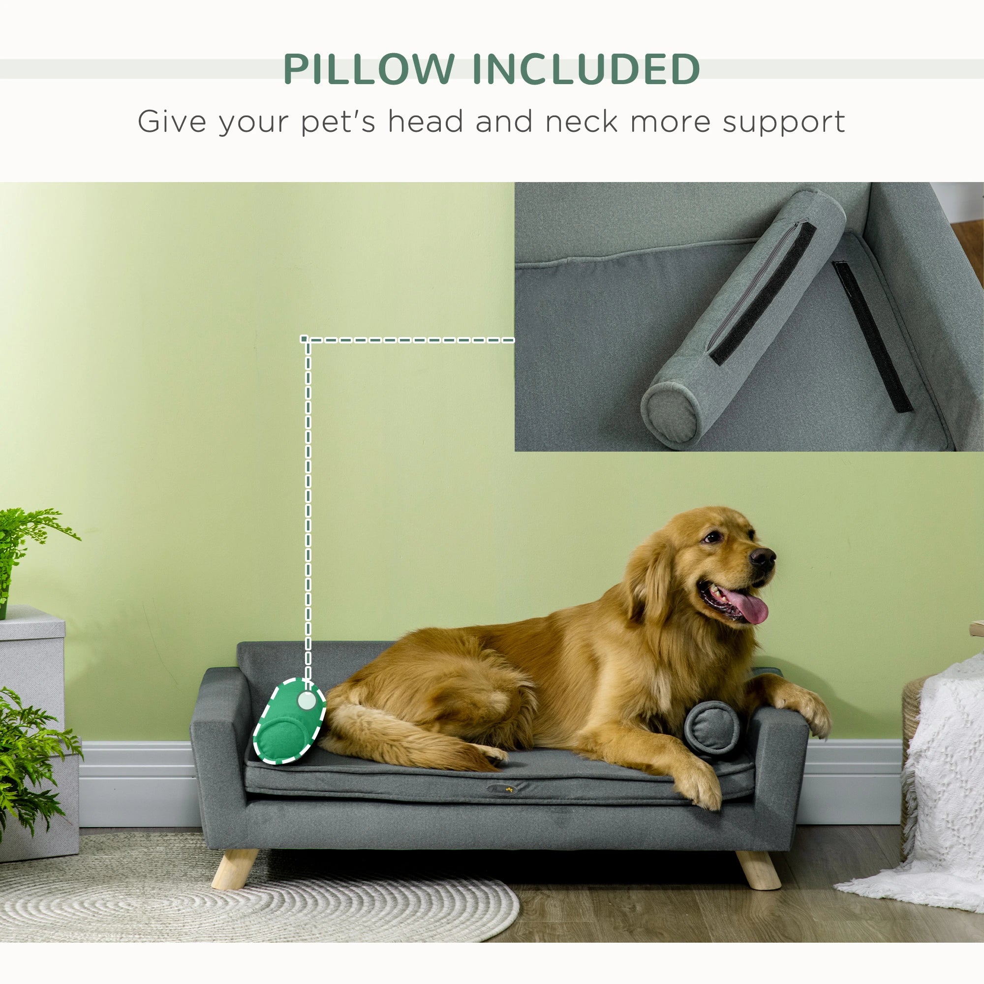 Dog Sofa Bed, Removable Pillows, Washable Cushion, Water-resistant, Medium Large, Grey Dog Sofas at Gallery Canada
