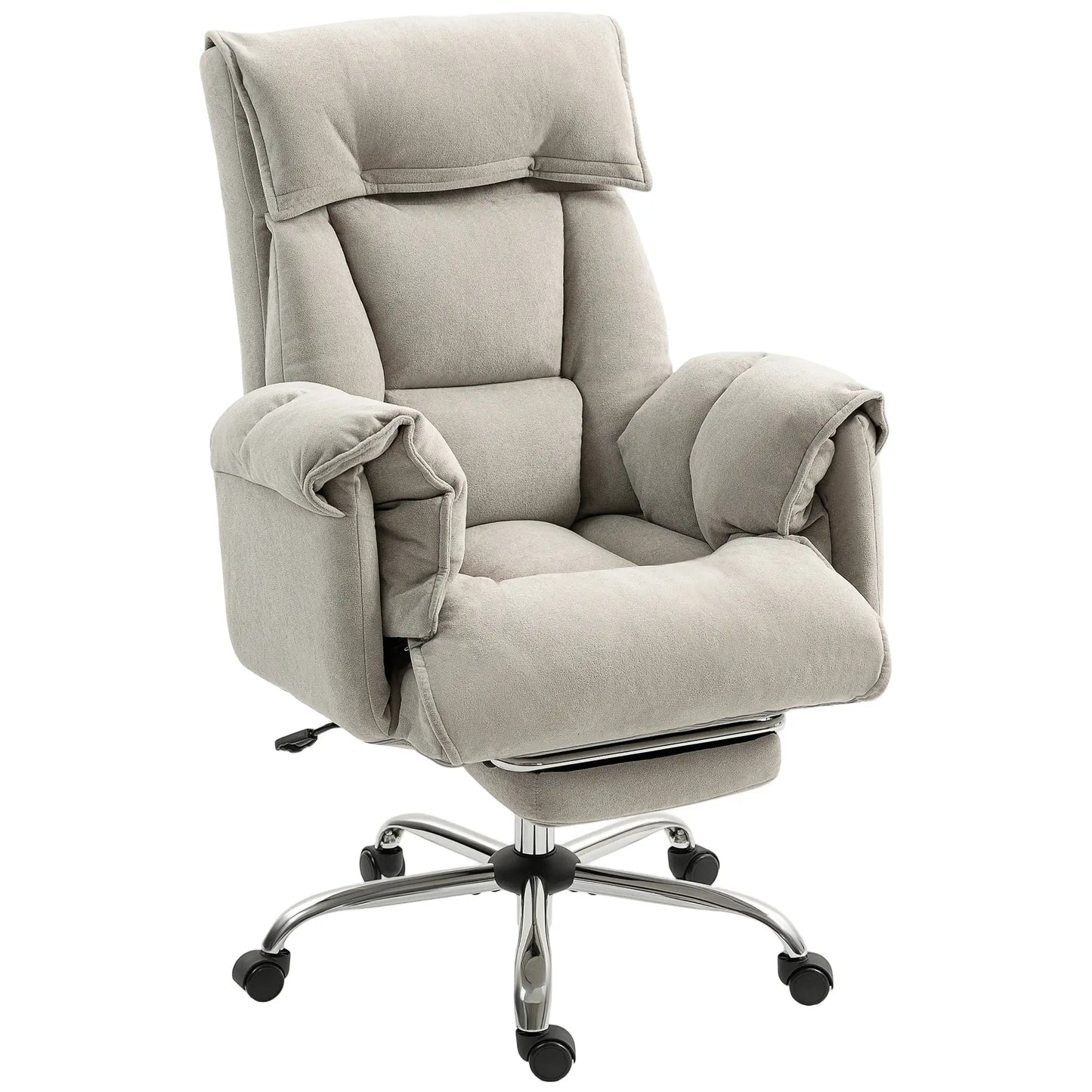 High Back Office Chair, Reclining with Footrest, High Resilience Foam, Swivel Wheels, Light Grey Executive & Manager Chairs at Gallery Canada
