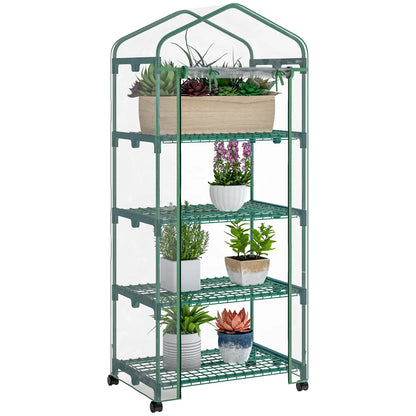 27" x 20" x 65" Portable Greenhouse, 4 Tier Shelves, Wheels, Steel Frame, Clear Plastic Cover Greenhouses at Gallery Canada