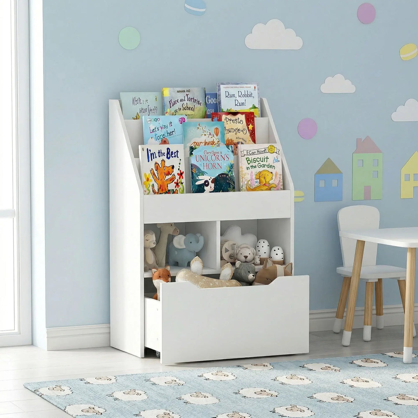 Kids Bookcase, Multi-Shelf Organizer with Drawer, White Baby & Kids Storage at Gallery Canada