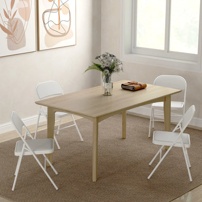 4 Metal Foldable Chairs, PU Leather Padded, White Dining Chairs at Gallery Canada