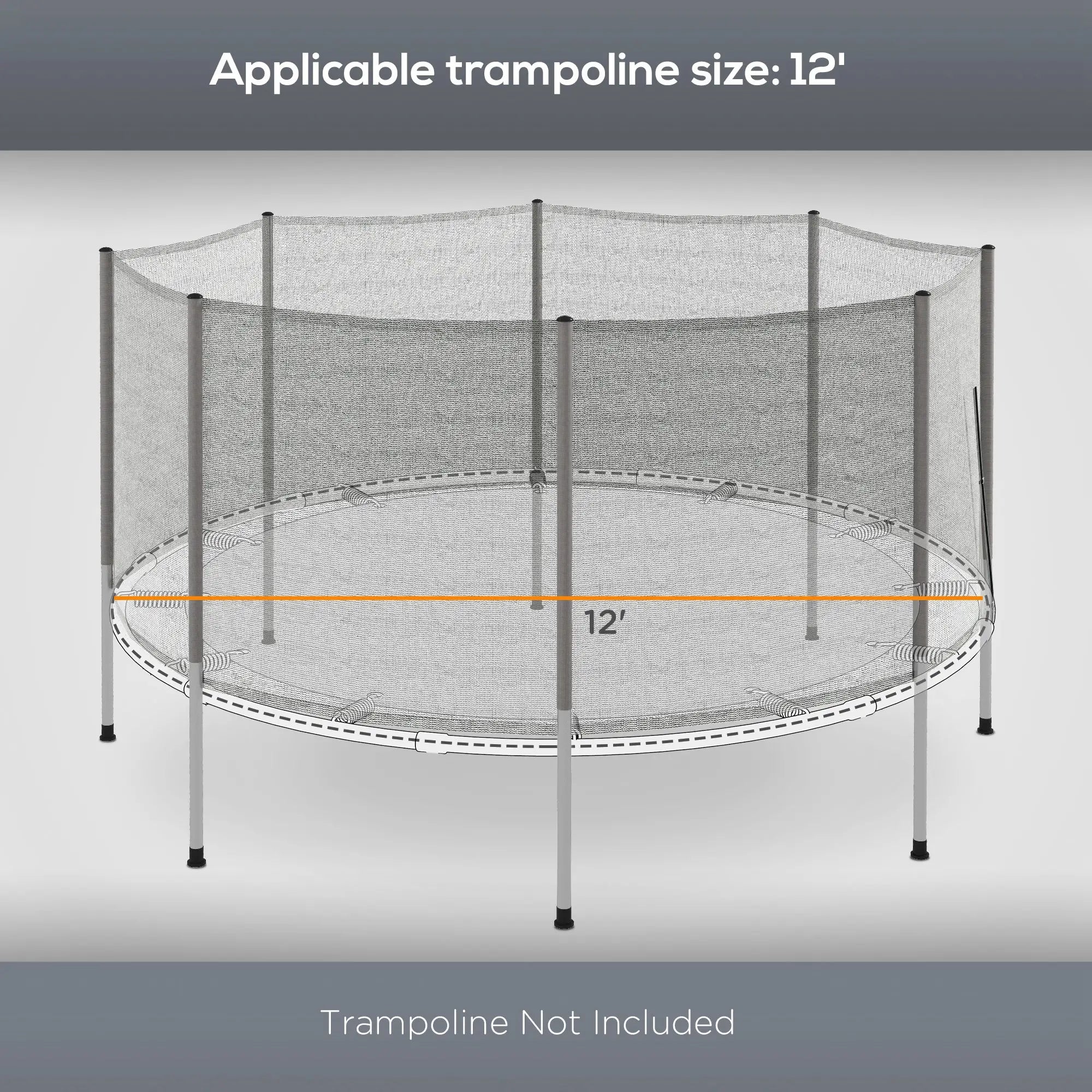 2FT Trampoline Net Enclosure, 8 Poles, Grey Trampolines at Gallery Canada