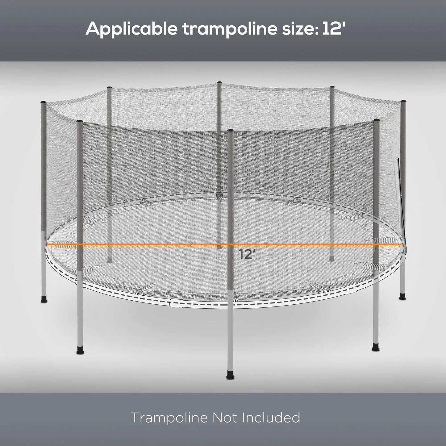 2FT Trampoline Net Enclosure, 8 Poles, Grey Trampolines at Gallery Canada
