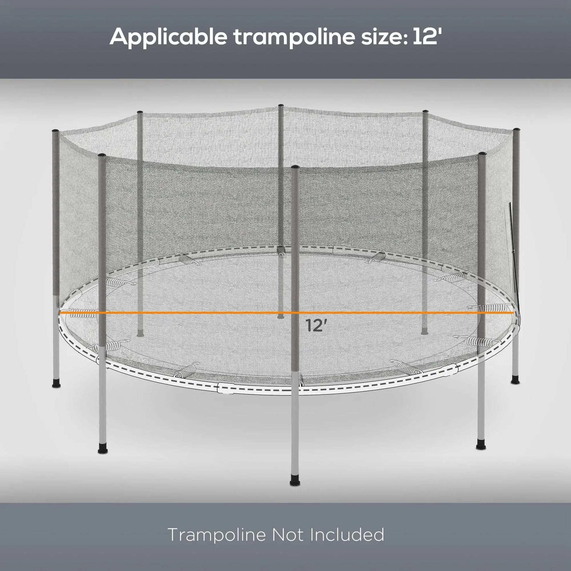 2FT Trampoline Net Enclosure, 8 Poles, Grey Trampolines at Gallery Canada